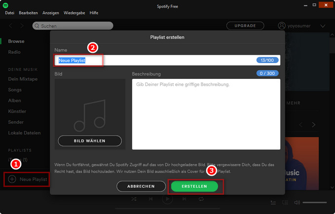 Spotify Playlist erstellen