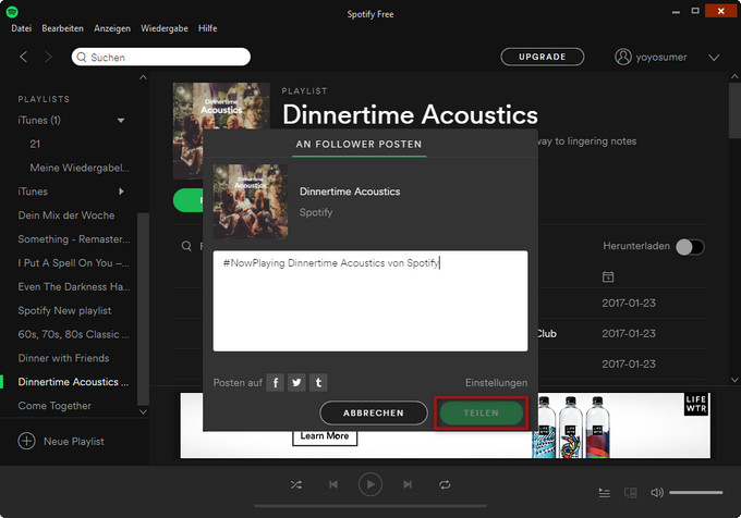 Spotify Playlist teilen