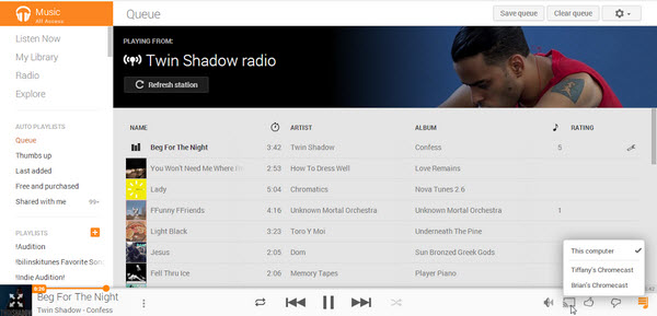 Musik auf Chromecast über Google Play Music übertragen