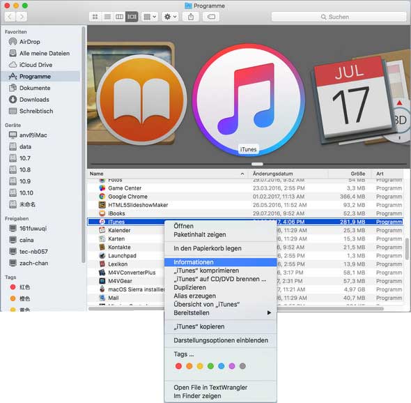 Deinstallieren Sie iTunes 12.6.1