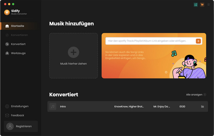 Hauptoberfläche von Sidify Spotify Music Converter für Mac