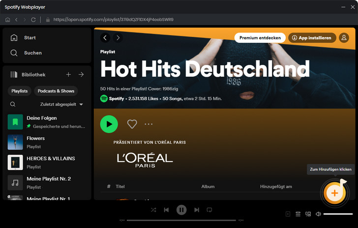 Musik über Spotify-Webplayer aufnehmen
