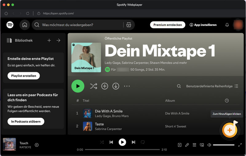 Spotify-Musik hinzufügen