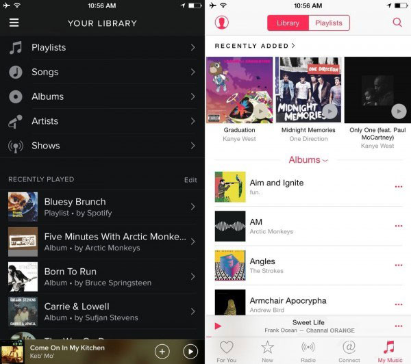 Vergleich Spotify vs. Apple Music